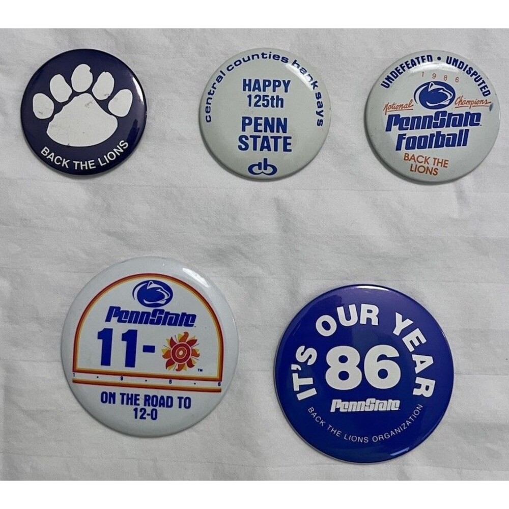 VTG 1986 Penn State Nittany Lions Football Pin Button Lot 11-0 Fiesta Bowl PSU